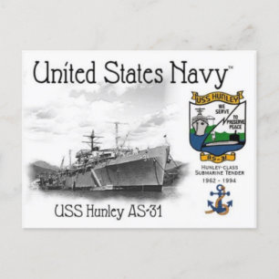 USS HUNLEY AS-31 SUBMARINE TENDER POSTCARD POSTKARTE