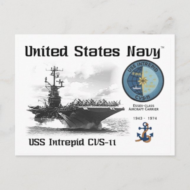 USS INTREPID CVS-11 AIRCRAFT CARRIER - Postkarte (Vorderseite)