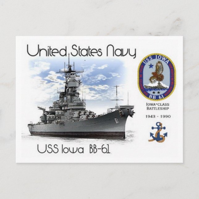 USS IOWA BB-61 BATTLESHIP - Postkarte (Vorderseite)