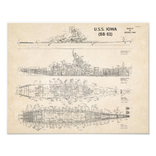 USS Iowa Blueprints Fotodruck