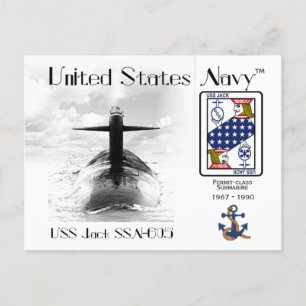 USS JACK SSN-605 SUBMARINE - POSTCARD POSTKARTE