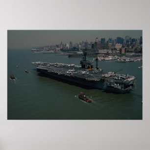 USS John F. Kennedy", in New Yorks Hudson R Poster