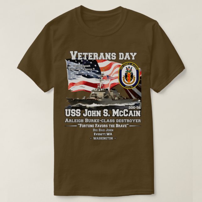 USS John S McCain Destroyer Veterans T-Shirt (Design vorne)