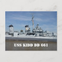 USS KIDD DD 661 Postcard