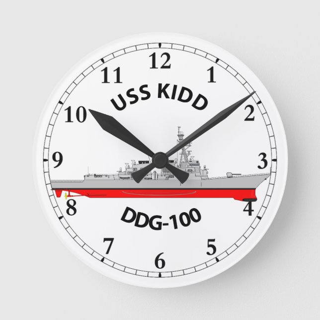 USS KIDD - DDG-100 - ARLEIGH BURKE RUNDE WANDUHR (Vorderseite)