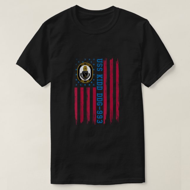 USS Kidd DDG-993 American Flag Veteran Father's Da T-Shirt (Design vorne)