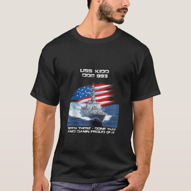 USS Kidd DDG 993 Destroyer Ship USA Flag Veteran X T-Shirt (Vorderseite)