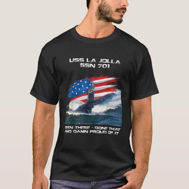 USS La Jolla SSN 701 American Flag U-Boot Veter T-Shirt (Vorderseite)