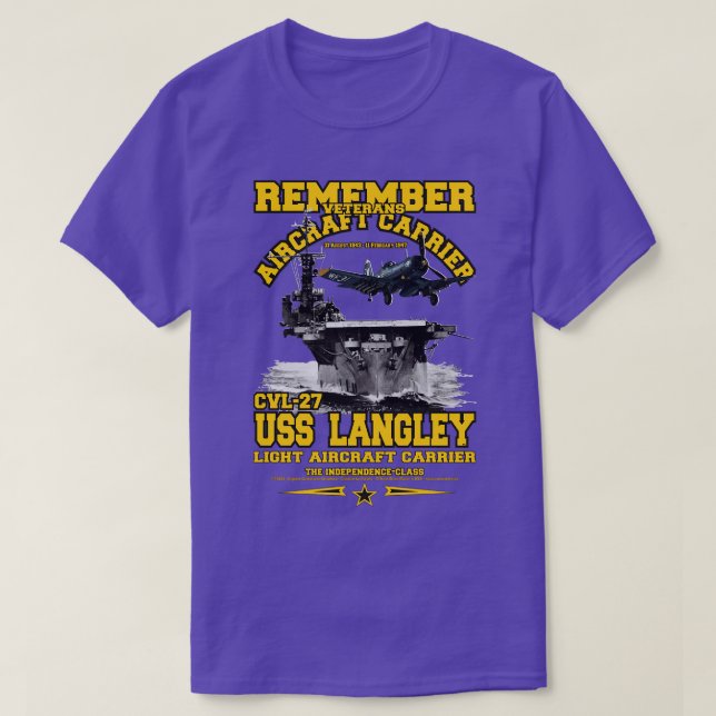 USS Langley CVL27 leichte Flugzeugträger T-Shirt (Design vorne)