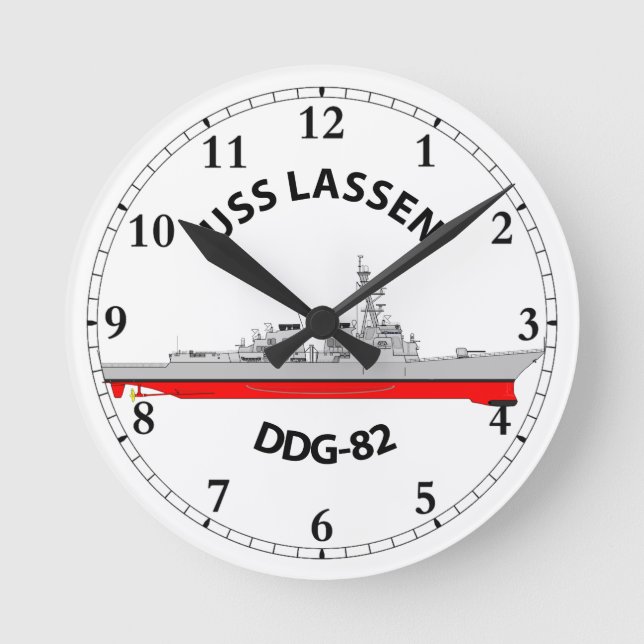 USS LASSEN - DDG-82 - ARLEIGH BURKE RUNDE WANDUHR (Vorderseite)