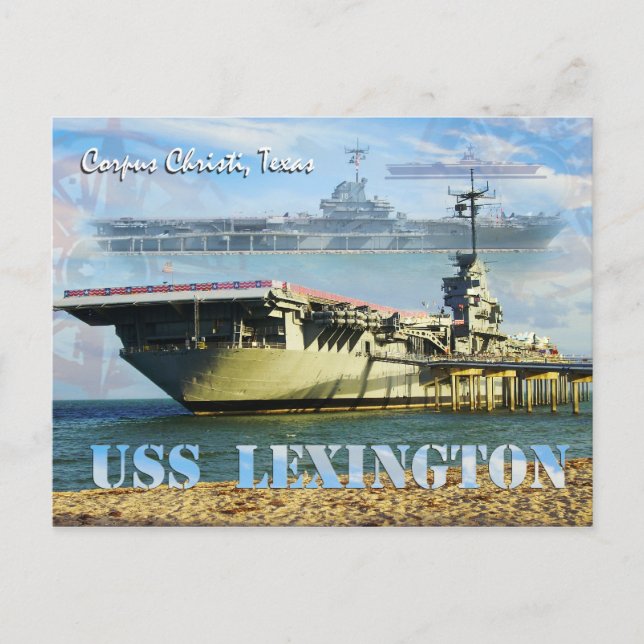 USS Lexington (CV-16), Corpus Christi, Texas Postkarte (Vorderseite)