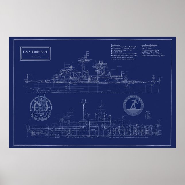 USS Little Rock Bauplan Poster (Vorne)