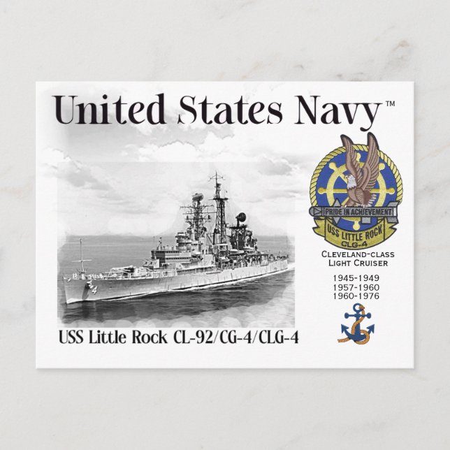 USS LITTLE ROCK CL-92/CG-4/CLG-4 Postkarte (Vorderseite)