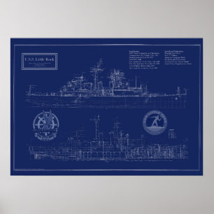 USS Little Rock CLG-4 Kreuzer Blaupause Poster