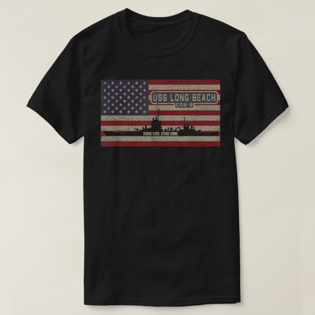 USS Long Beach CGN-9 Guided Missile Cruiser Americ T-Shirt (Design vorne)