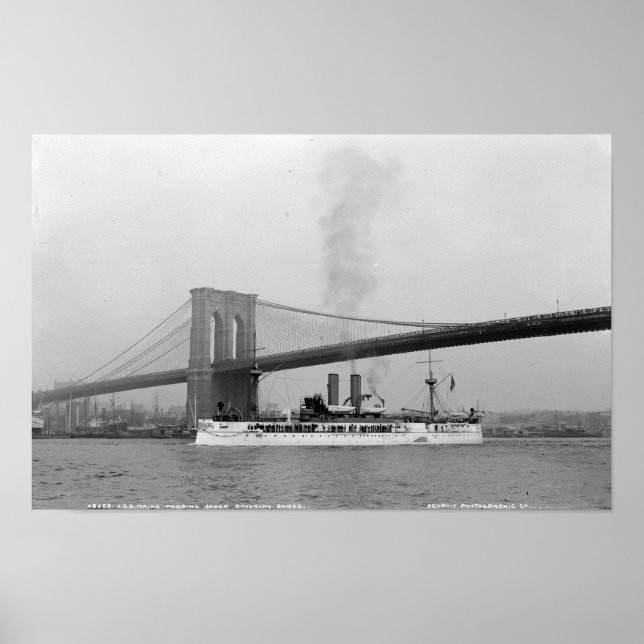 USS Maine & Brooklyn Bridge Poster (Vorne)
