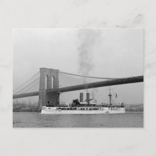 USS Maine & Brooklyn Bridge Postkarte