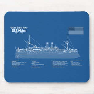 USS Maine - Pläne für Schiffskonzepte ABD Mousepad