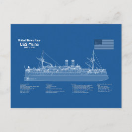 USS Maine - Pläne für Schiffskonzepte ABD Postkarte
