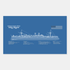 USS Maine - Pläne für Schiffskonzepte ABD Rechteckiger Aufkleber