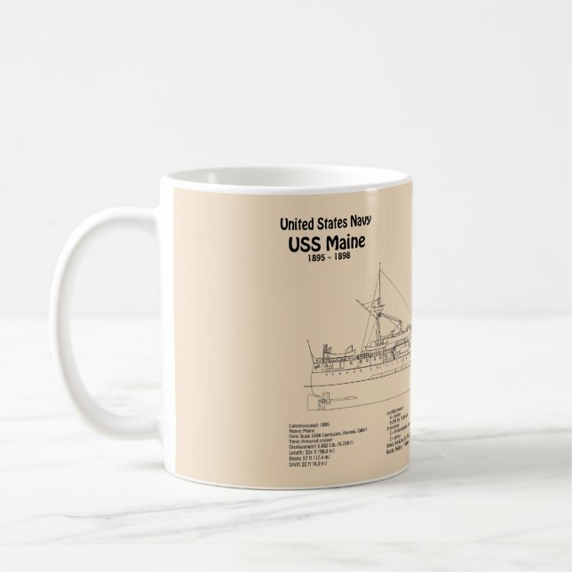 USS Maine - Schiffsplänen SD Kaffeetasse (Links)