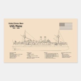 USS Maine - Schiffsplänen SD Rechteckiger Aufkleber