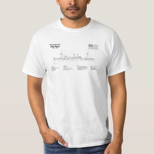 USS Maine - Schiffsplänen SD T-Shirt (Vorderseite)