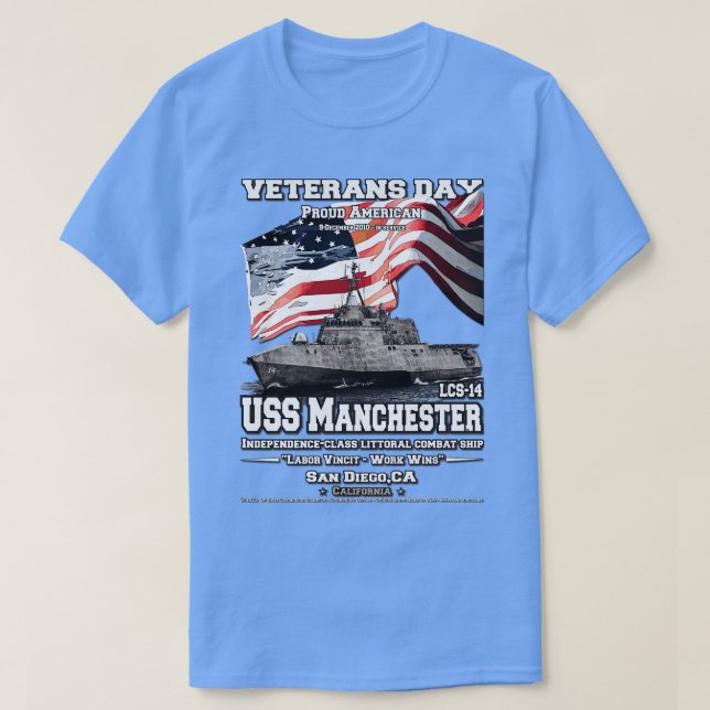 USS Manchester LCS14 Kriegsveteranen T-Shirt (Design vorne)
