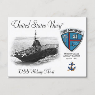 USS MIDWAY CV-41 AIRCRAFT CARRIER    - Postkarte