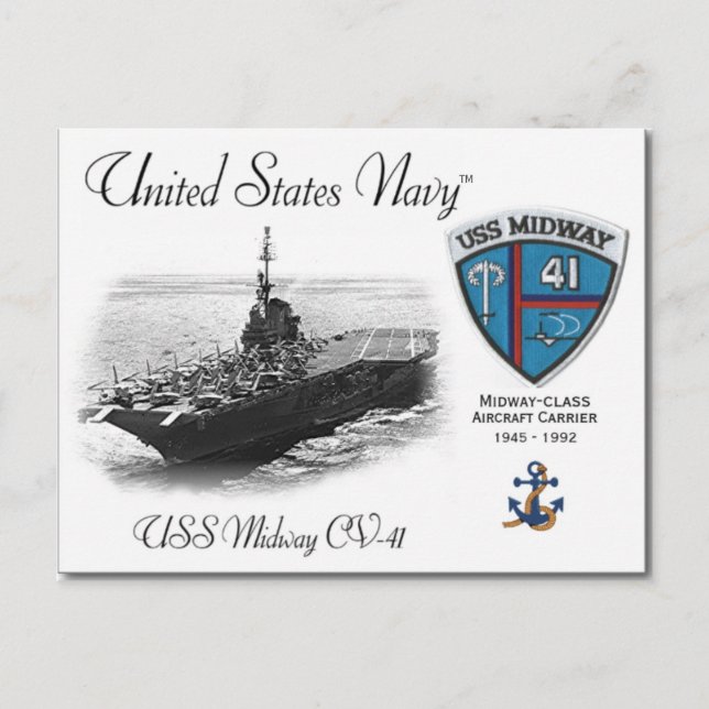 USS MIDWAY CV-41 AIRCRAFT CARRIER - Postkarte (Vorderseite)