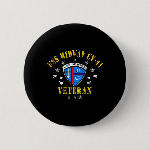 USS Midway CV 41 Flugzeugträger Veteran USA-Flagge Button