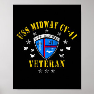 USS Midway CV 41 Flugzeugträger Veteran USA Flagge Poster