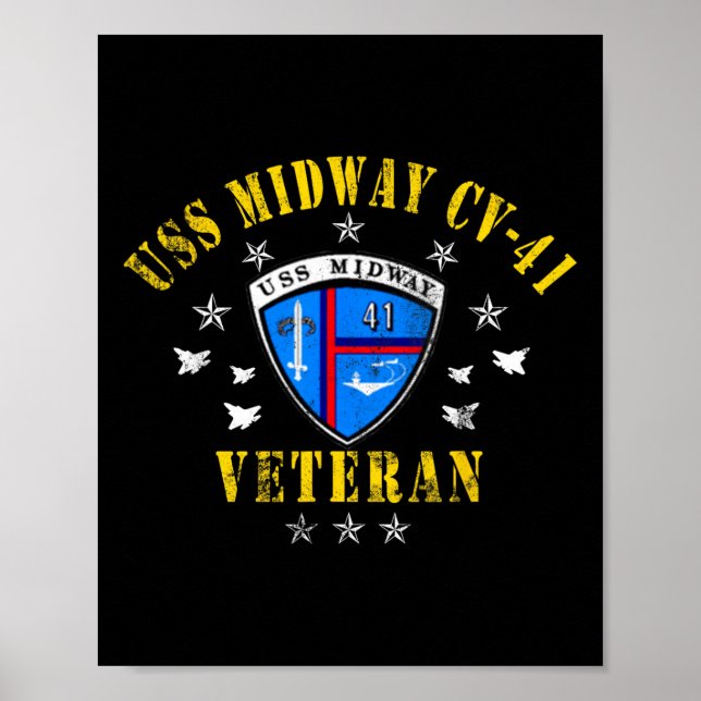 USS Midway CV 41 Flugzeugträger Veteran USA Flagge Poster (Vorne)