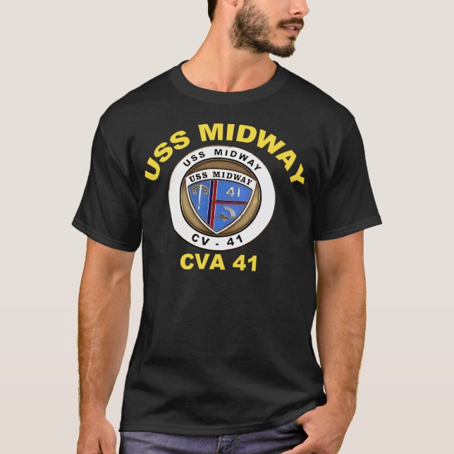 Uss Midway (Cvbcvacv-41) Wappen für Dunkelheit T-Shirt (Vorderseite)