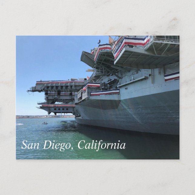 USS Midway in San Diego, Kalifornien Postkarte (Vorderseite)