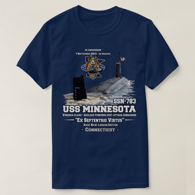 USS Minnesota SSN783 Virginiaclass-Schnellattacke T-Shirt (Design vorne)