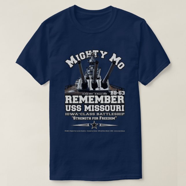 USS Missouri BB63 Battleship Navy Veterans T-Shirt (Design vorne)