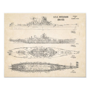 USS MISSOURI Blueprints Fotodruck