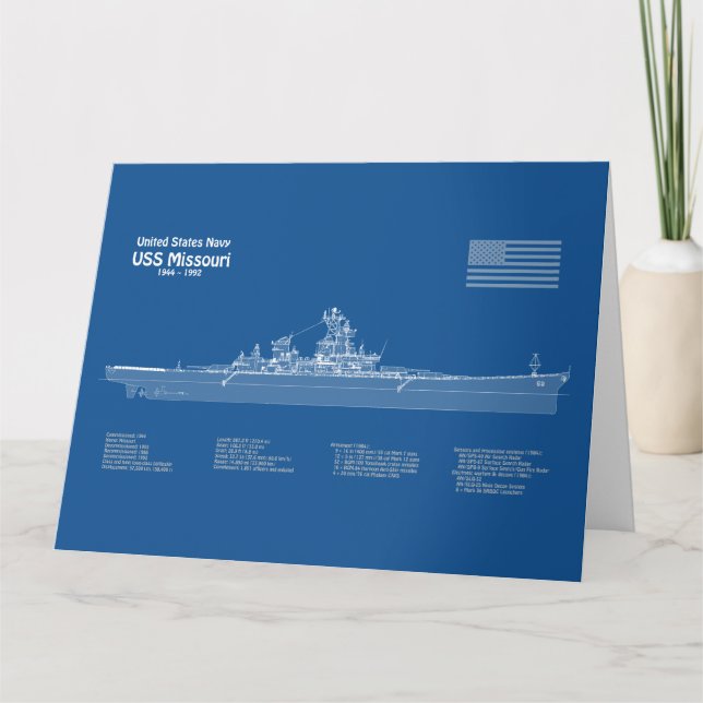 USS Missouri - Pläne für Schiffskonzepte ABD Dankeskarte (Vorderseite)
