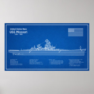 USS Missouri - Pläne für Schiffskonzepte ABD Poster
