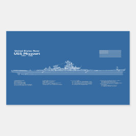 USS Missouri - Pläne für Schiffskonzepte ABD Rechteckiger Aufkleber