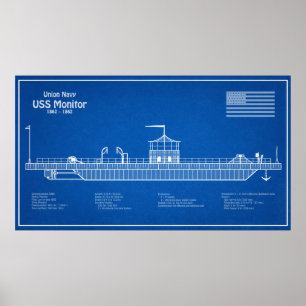 USS Monitor - Pläne für Schiffskonzepte ABD Poster
