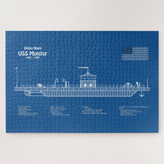 USS Monitor - Pläne für Schiffskonzepte ABD Puzzle (Horizontal)