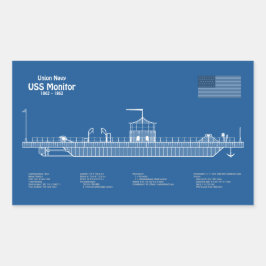 USS Monitor - Pläne für Schiffskonzepte ABD Rechteckiger Aufkleber