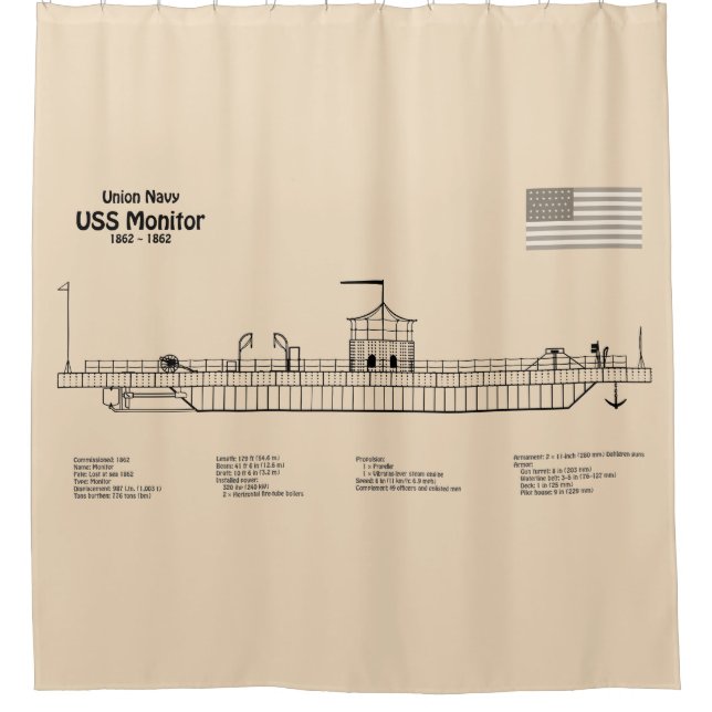USS Monitor - Schiffskonzepte SD Duschvorhang (Vorderseite)