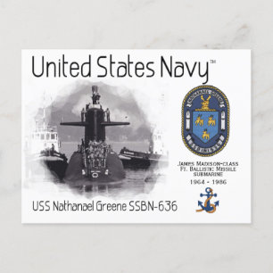 USS NATHANAEL GREENE SSBN-636 SUB - POSTCARD POSTKARTE