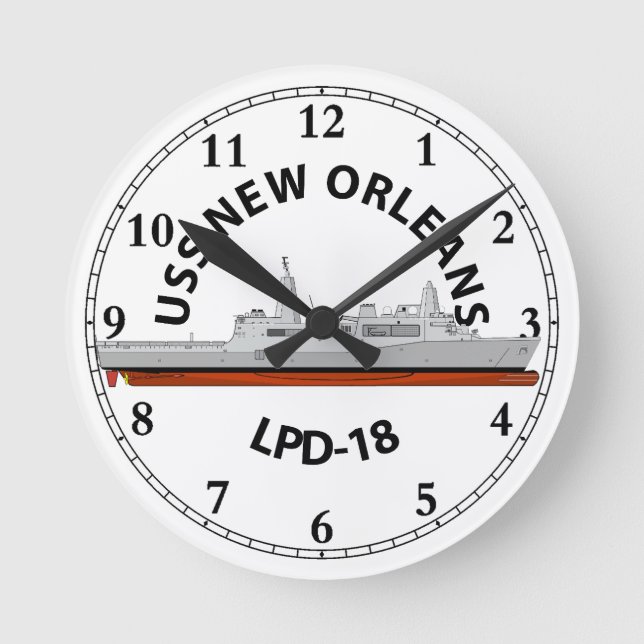 USS NEW ORLEANS, LPD-18, SAN ANTONIO RUNDE WANDUHR (Vorderseite)