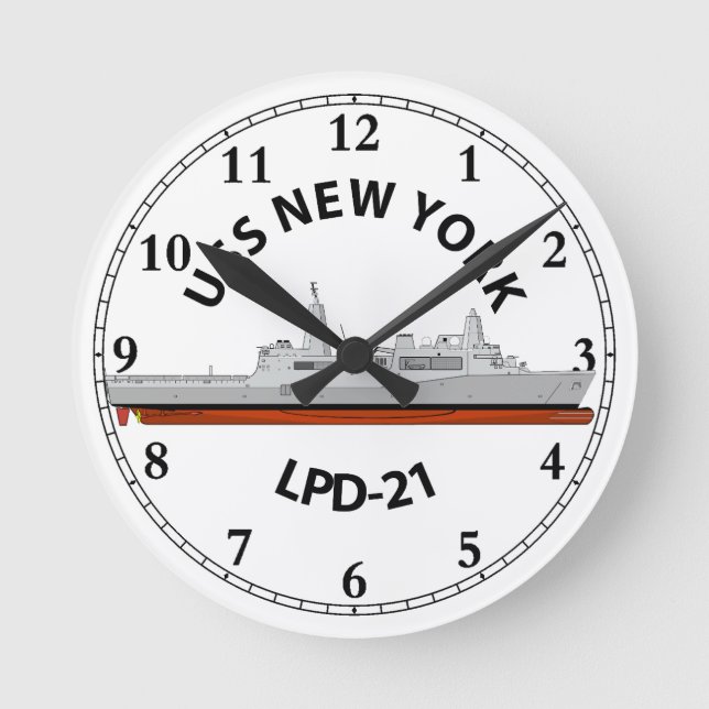 USS NEW YORK, LPD-21, SAN ANTONIO RUNDE WANDUHR (Vorderseite)
