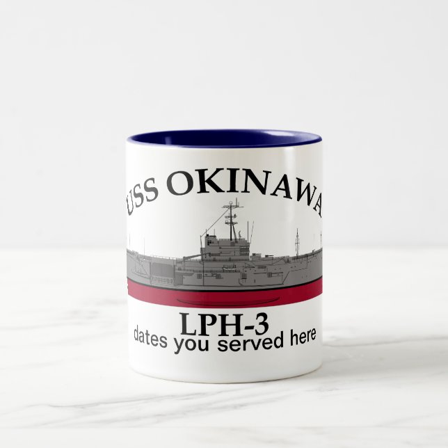 USS Okinawa, LPH-3, Termine für kundenspezifische  Zweifarbige Tasse (Mittel)