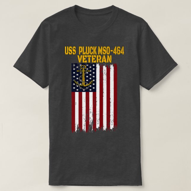 USS Pluck MSO464 Minesweeper Warship Veteran Fathe T-Shirt (Design vorne)